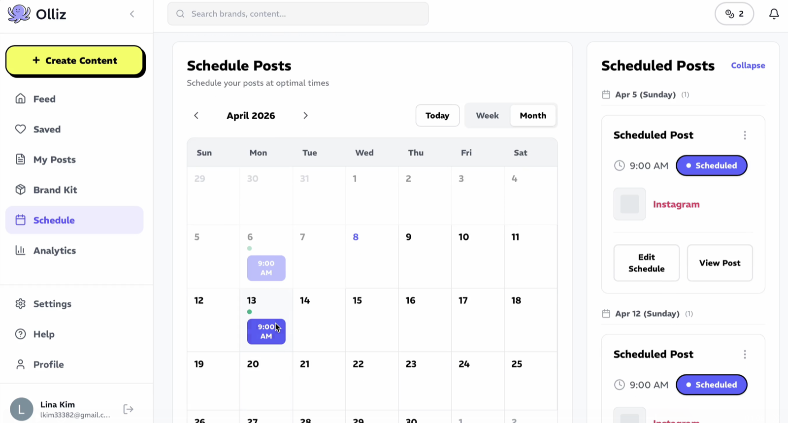 Schedule posts
